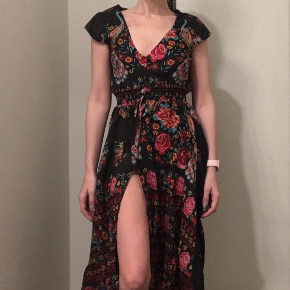 Flowy Flowery Dress w/ Slit